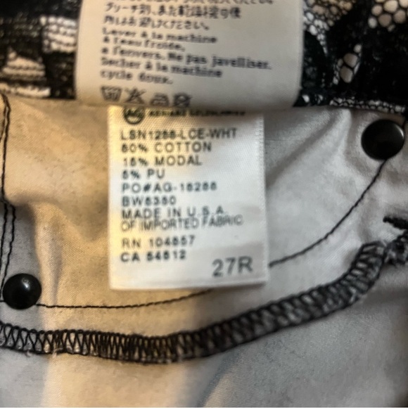 AG Adriano Goldschmied The Legging Super Skinny Lace Print Pants Size 27R - Picture 9 of 9